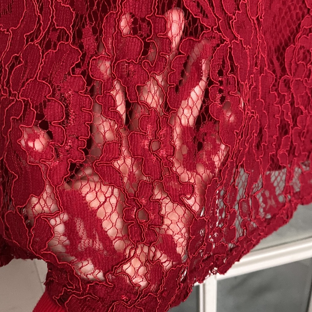 Sweet Modesty women’s red lace pencil skirt - Picture 6 of 6